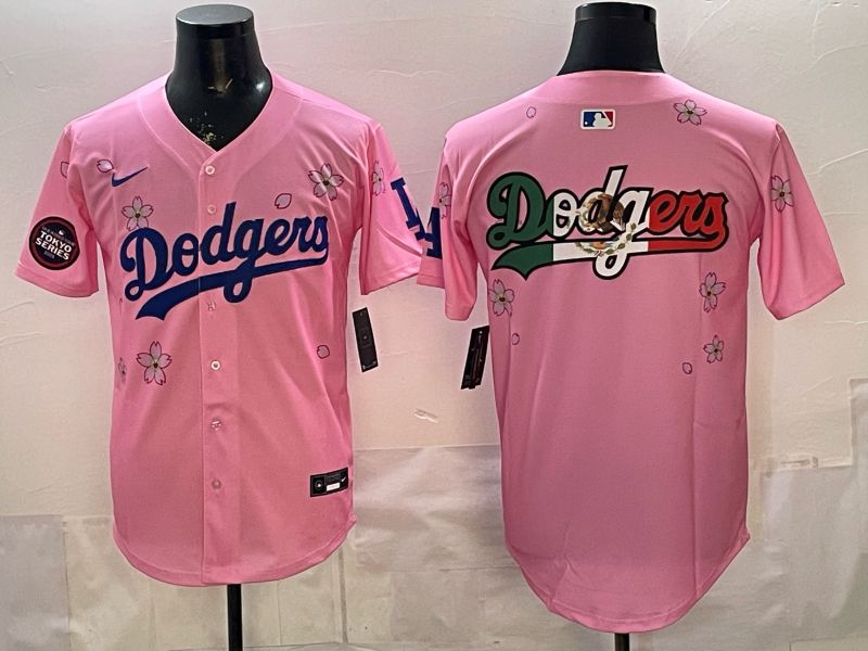Men Nike 2026 Los Angeles Dodgers Blank Pink Sakura Edition Game MLB Jersey 006